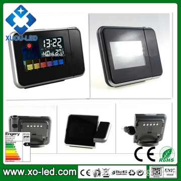 Multi-Function Digital LCD Screen LED Projector Alarm Clock Mini Desktop with Weather Station